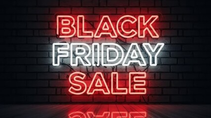 Black friday sale neon sign deals discounts savings offers promotions shopping event specials - Powered by Adobe
