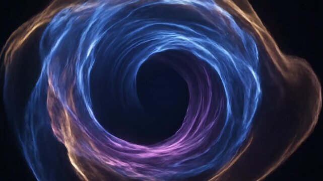 Vertical video of abstract colorful energy flowing and forming a tunnel. A glowing magical portal and cosmic wormhole animation. Futuristic motion graphics background