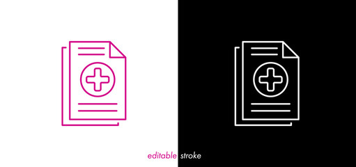 Editable stroke medical letter, document health medical newsletter vector. Abstract line art health care icon to use for health industry, medical care, hospital, health science projects. 