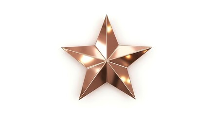 Obraz premium Luminous star with a metallic copper finish shining brightly on a white background creating a