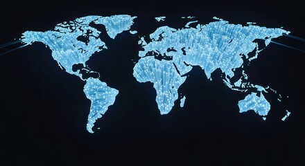 World map illuminated, digital circuit pattern against a dark backdrop