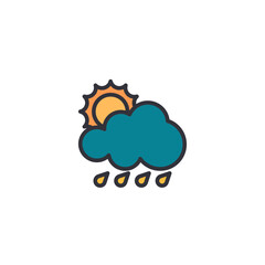 Vector icon of a sun partially behind a cloud representing partly cloudy or warm weather, ideal for forecasts, climate dashboards, and outdoor planning graphics.