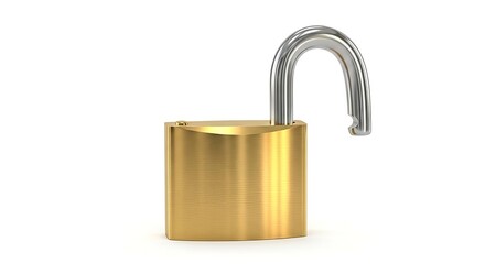 Naklejka premium Open golden padlock, security concept symbol of freedom and unlocked future possibilities