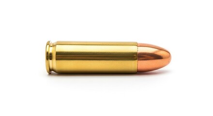 Fototapeta premium Isolated ammunition round on white background showcasing precision engineering