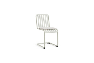 Obraz premium Modernist indoor outdoor metal chair in white with comfortable cushion