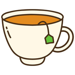 Illustration of Tea Cup with Tea Bag