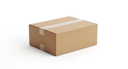 Sealed Cardboard Box on White Backdrop Depicting Shipping and Logistics Packaging