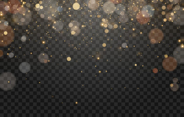 Vector bokeh lights effect isolated on transparent background. Soft blured bokeh and lights png