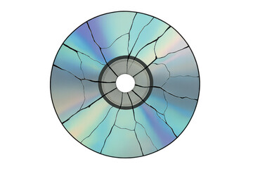 Broken compact disc showing damaged data and technology obsolescence, representing failure, error, and data loss concept