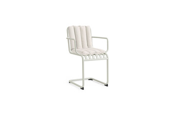 Fototapeta premium Stylish scandinavian chair with armrests and comfortable cushion isolated on white background