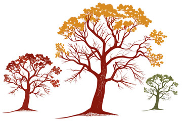 Tree Silhouette Vector Pack Isolated on White Background