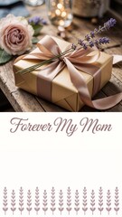 Thoughtful gift presentation in elegant style gold and soft pink appreciation tribute for Mother's Day