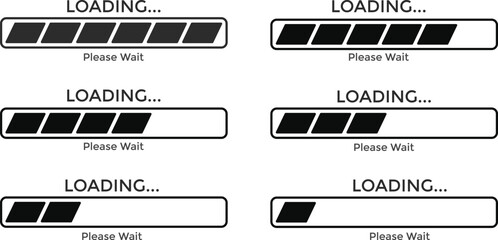 Obraz premium loading bar icon. Download progress. Retro Progress Bars. Collection Loading status. loading bar progress 