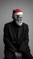 Conceptual studio portrait featuring minimal fashion in soft black and gray tones, with controlled light emphasizing emotion and delicate silhouette detail in an abstract atmosphere