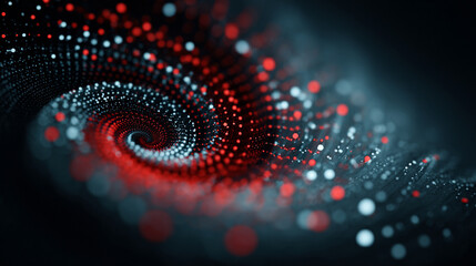 glowing spiral in vibrant colors, symbolizing focus, energy, and concentration, set against a dark minimalist background for a striking visual effect.
