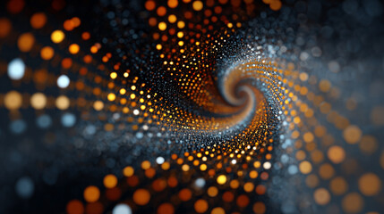 glowing spiral in vibrant colors, symbolizing focus, energy, and concentration, set against a dark minimalist background for a striking visual effect.
