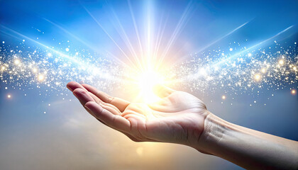 手のひらから溢れる光
