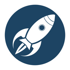 Fototapeta premium Creative Rocket Launch Logo Icon Silhouette on White Background