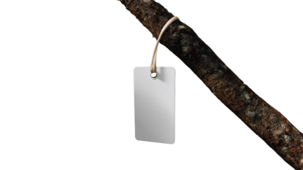 Price Tag on Branch: A simple, elegant price tag gently suspended from a rustic tree branch, symbolizing value, commerce, and a natural setting.