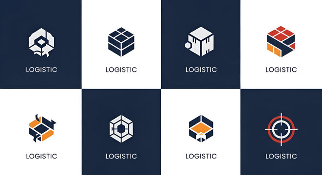 Modern abstract logistic logos representing shipping, delivery, and supply chain solutions for business branding