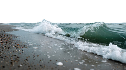 Ocean Wave Crashing on Shore: The powerful ocean wave crashes onto the sandy shore, creating a mesmerizing display of nature's power.