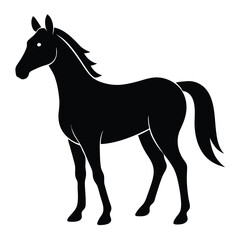 Elegant Running Horse Silhouette Design Illustration