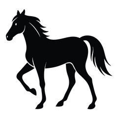 Elegant Running Horse Silhouette Design Illustration