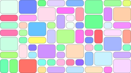 Colorful abstract geometric pattern of rounded squares and rectangles