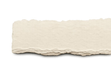Obraz premium Beige torn paper strip with rough edges, a blank note offering copy space on transparent background