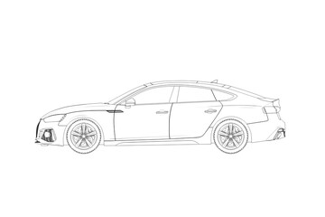 car outline drawing, sketch, contour image