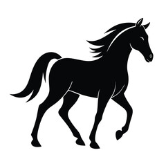 Elegant Running Horse Silhouette Design Illustration