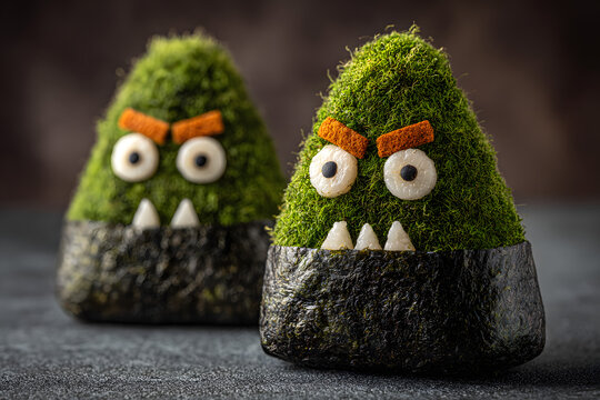 Halloween sushi onigiri in shape of moster