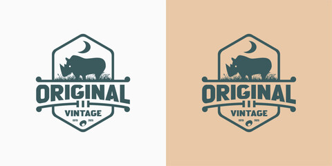 Original Vintage Rhino Emblem Logo Design © Solonia