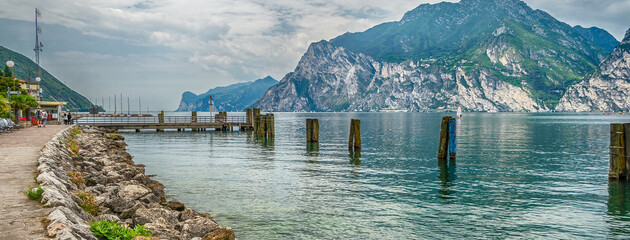 Scenic view over Lake Como from Varenna town, Italy