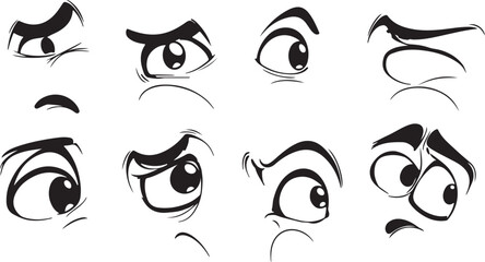 Fototapeta premium Black and white vector illustration set of a woman's face with artistic makeup, emphasizing the beauty of her eyes and delicate eyelashes