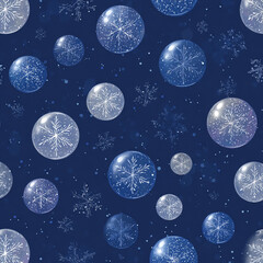 Christmas balls in blue shades. New Year's background.