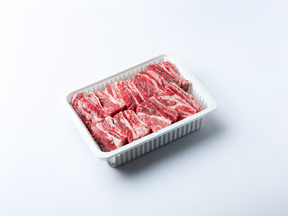 Fresh raw ribs in a packaging container
