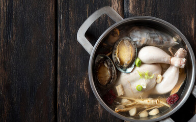 samgyetang,Ginseng Chicken Soup with Abalones
