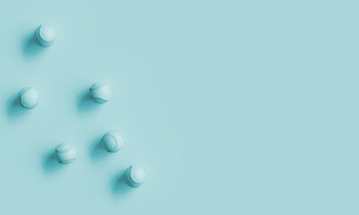 흩어진 단색 파스텔 블루 야구공 Scattered Monochromatic Pastel Blue Baseball Ball