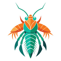 Marine Mantis Shrimp Logo Design in Minimal Silhouette Style