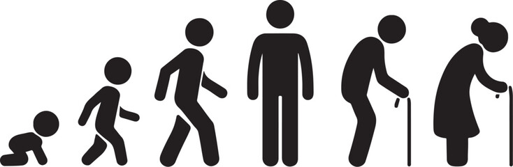 PrintHuman life cycle stages from infancy to old age