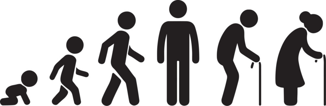 PrintHuman life cycle stages from infancy to old age