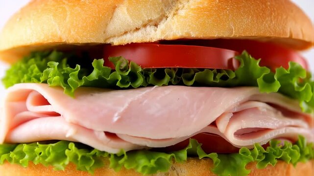 Close Up View of a Fresh Ham and Salad Sandwich.