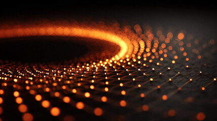 abstract orange spiral glowing brightly, symbolizing focus, energy, and concentration on a dark background, creating a captivating and dynamic visual effect.