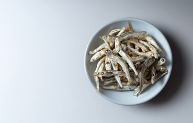 Dried anchovies on a plate