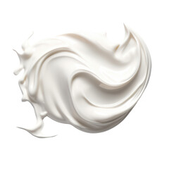 A swirl of thick white cream against a stark black background texture transparent background, png