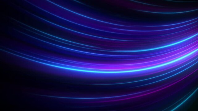 High speed blue violet, purple line abstract technology background digital fiber hi tech concept. speed light line motion blur on dark background, data transfer simulation.