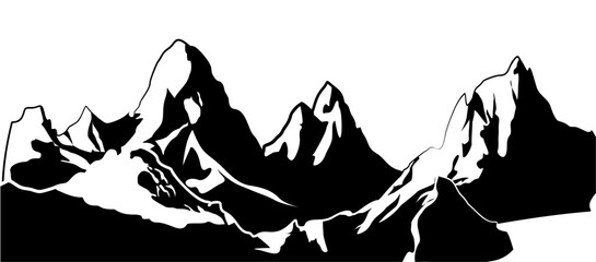 Vector mountain silhouette design illustration featuring a hiking trail. PNG vector © Wildan