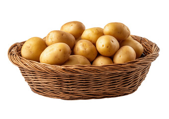 Wicker basket full of potatoes isolated on a transparent background 2