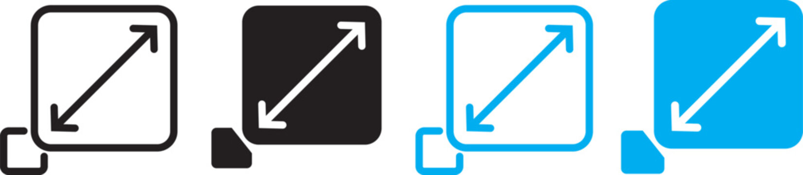 maximize and minimize icons. expanding arrow. Size scale expand icon symbol. Expand icon vector set full screen